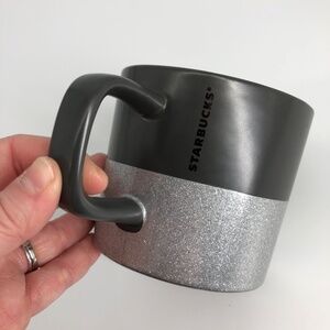 Starbucks 2018 Coffee Mug Star Graphic Silver Glitter Grey 12 Fl Oz
